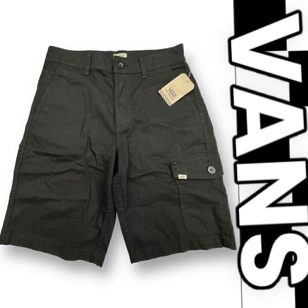 Vans Shorts Men’s 28X11 Black Davis Cargo NWT $50 Bermuda Pockets Cotton Zipper